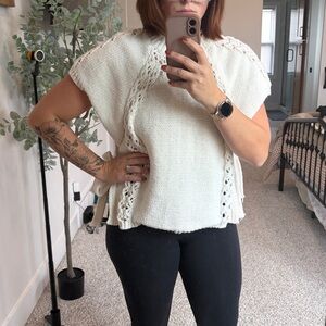 Cream Knit Sweater with Side Ties